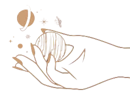 Mão segurando planetas